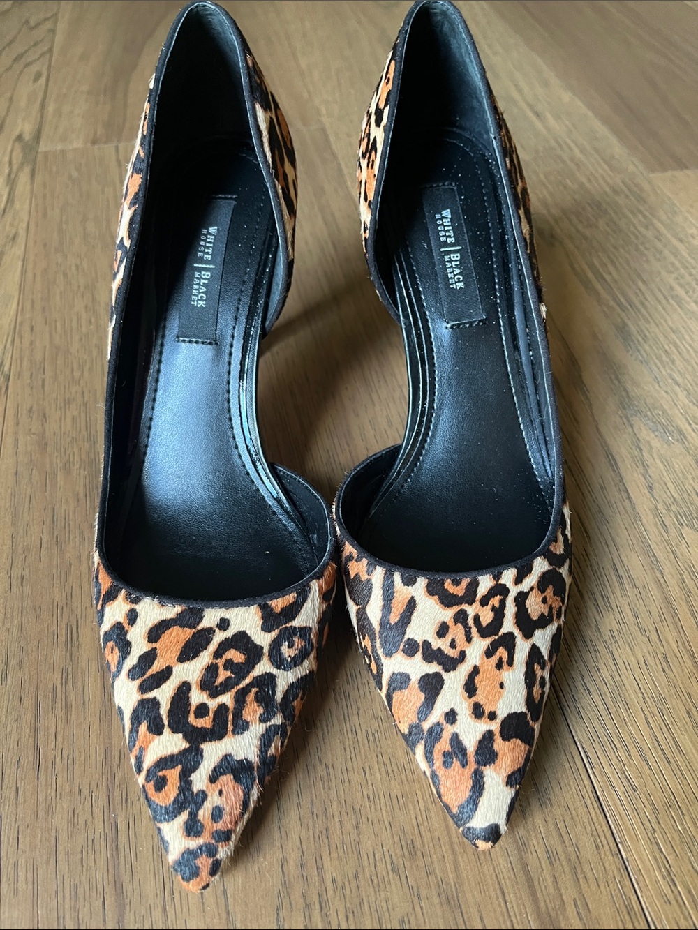 Leopard Print D’Orsay Calf-hair Pointed Toe Heels - Black and Tan - Picture 2 of 9